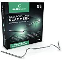 RASENWERK® - Grapas para invernaderos de acero 304 (inoxidable) – 100 unidades - Alta elasticidad - Grapas de montaje…